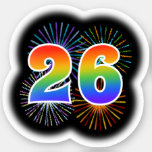 [ Thumbnail: Fun Fireworks + Rainbow Pattern "26" Event # Sticker ]