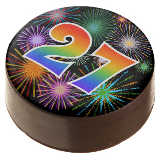 Fun Fireworks, Rainbow Pattern "27" Event # Chocolate Covered Oreo (Angled)