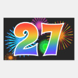 [ Thumbnail: Fun Fireworks + Rainbow Pattern "27" Event Number Sticker ]