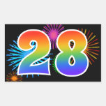 [ Thumbnail: Fun Fireworks + Rainbow Pattern "28" Event Number Sticker ]