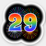 [ Thumbnail: Fun Fireworks + Rainbow Pattern "29" Event # Sticker ]