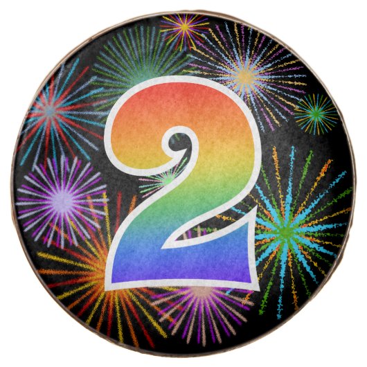 Fun Fireworks, Rainbow Pattern "2" Event # Chocolate Covered Oreo (Front)
