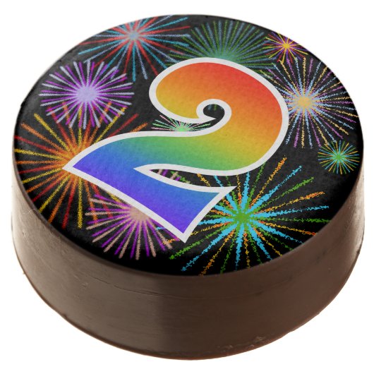 Fun Fireworks, Rainbow Pattern "2" Event # Chocolate Covered Oreo (Angled)