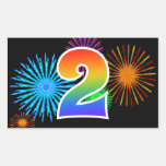 [ Thumbnail: Fun Fireworks + Rainbow Pattern "2" Event Number Sticker ]