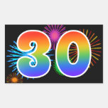 [ Thumbnail: Fun Fireworks + Rainbow Pattern "30" Event Number Sticker ]