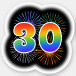 [ Thumbnail: Fun Fireworks + Rainbow Pattern "30" Event # Sticker ]