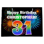 [ Thumbnail: Fun Fireworks + Rainbow Pattern "31" Birthday # Gift Bag ]