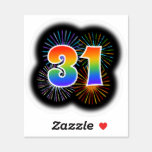 [ Thumbnail: Fun Fireworks + Rainbow Pattern "31" Event # Sticker ]