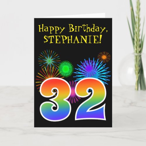 Fun Fireworks  Rainbow Pattern 32 Birthday  Card