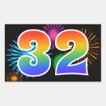[ Thumbnail: Fun Fireworks + Rainbow Pattern "32" Event Number Sticker ]