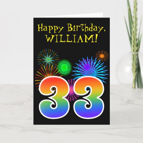 Fun Fireworks  Rainbow Pattern 33 Birthday  Card