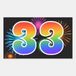 [ Thumbnail: Fun Fireworks + Rainbow Pattern "33" Event Number Sticker ]