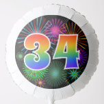 [ Thumbnail: Fun Fireworks + Rainbow Pattern "34" Event # Balloon ]