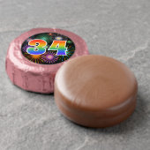 Fun Fireworks, Rainbow Pattern "34" Event # Dipped Oreo Cookie Favors (Unwrapped)