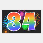 [ Thumbnail: Fun Fireworks + Rainbow Pattern "34" Event Number Sticker ]