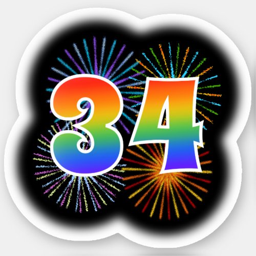 Fun Fireworks  Rainbow Pattern 34 Event  Sticker