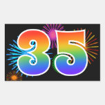 [ Thumbnail: Fun Fireworks + Rainbow Pattern "35" Event Number Sticker ]