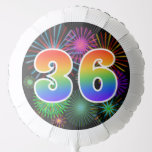 [ Thumbnail: Fun Fireworks + Rainbow Pattern "36" Event # Balloon ]