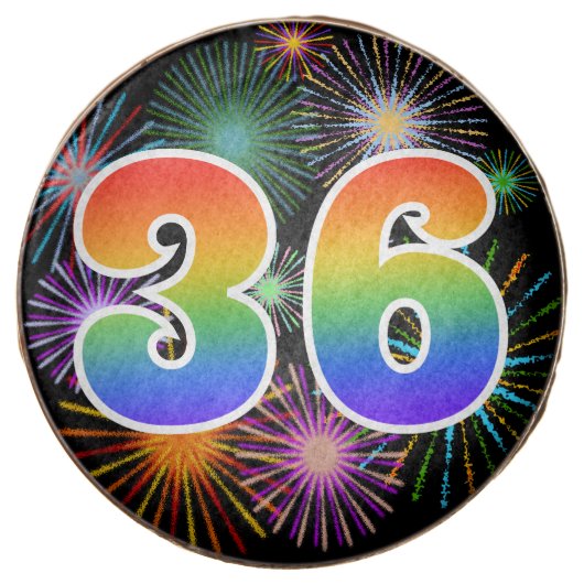 Fun Fireworks, Rainbow Pattern "36" Event # Chocolate Covered Oreo (Front)