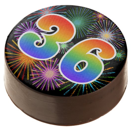 Fun Fireworks, Rainbow Pattern "36" Event # Chocolate Covered Oreo (Angled)