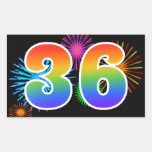 [ Thumbnail: Fun Fireworks + Rainbow Pattern "36" Event Number Sticker ]