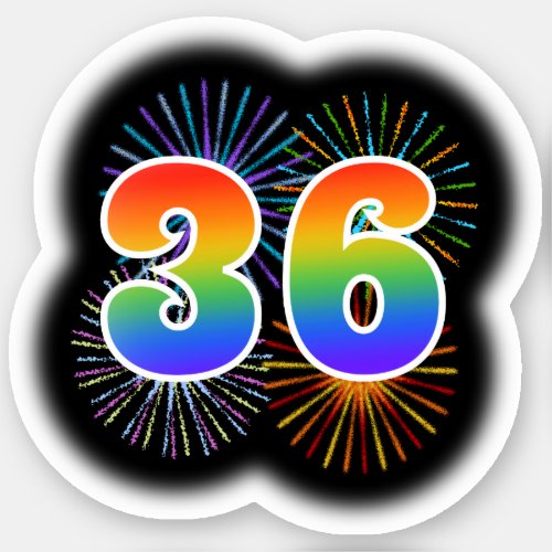 Fun Fireworks  Rainbow Pattern 36 Event  Sticker