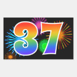 [ Thumbnail: Fun Fireworks + Rainbow Pattern "37" Event Number Sticker ]