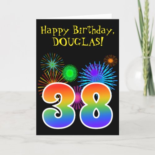Fun Fireworks  Rainbow Pattern 38 Birthday  Card