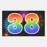 [ Thumbnail: Fun Fireworks + Rainbow Pattern "38" Event Number Sticker ]
