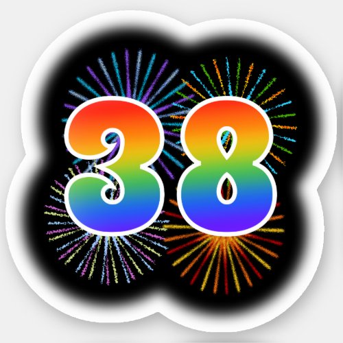 Fun Fireworks  Rainbow Pattern 38 Event  Sticker