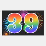 [ Thumbnail: Fun Fireworks + Rainbow Pattern "39" Event Number Sticker ]