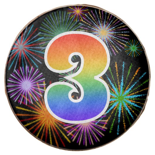 Fun Fireworks, Rainbow Pattern "3" Event # Chocolate Covered Oreo (Front)