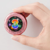 Fun Fireworks, Rainbow Pattern "3" Event # Dipped Oreo Cookie Favors (In Hand)