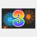 [ Thumbnail: Fun Fireworks + Rainbow Pattern "3" Event Number Sticker ]