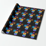 [ Thumbnail: Fun Fireworks + Rainbow Pattern "3" Event Number Wrapping Paper ]