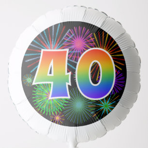 Fun Fireworks + Rainbow Pattern "40" Event # Balloon