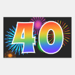 [ Thumbnail: Fun Fireworks + Rainbow Pattern "40" Event Number Sticker ]