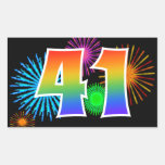 [ Thumbnail: Fun Fireworks + Rainbow Pattern "41" Event Number Sticker ]