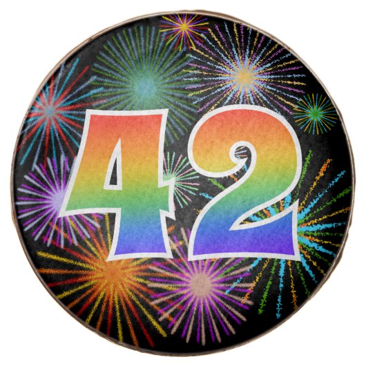 Fun Fireworks, Rainbow Pattern "42" Event # Chocolate Covered Oreo (Front)