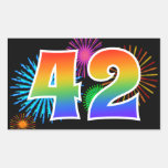 [ Thumbnail: Fun Fireworks + Rainbow Pattern "42" Event Number Sticker ]