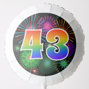 Fun Fireworks + Rainbow Pattern "43" Event # Balloon