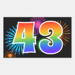 [ Thumbnail: Fun Fireworks + Rainbow Pattern "43" Event Number Sticker ]