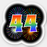 [ Thumbnail: Fun Fireworks + Rainbow Pattern "44" Event # Sticker ]