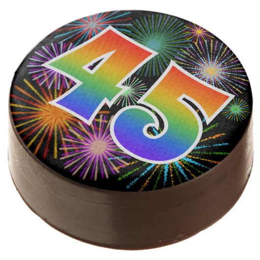 Fun Fireworks, Rainbow Pattern "45" Event # Chocolate Covered Oreo (Angled)