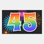 [ Thumbnail: Fun Fireworks + Rainbow Pattern "45" Event Number Sticker ]