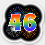 [ Thumbnail: Fun Fireworks + Rainbow Pattern "46" Event # Sticker ]