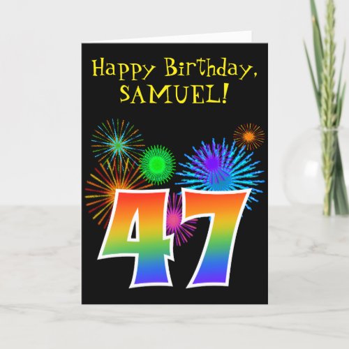 Fun Fireworks  Rainbow Pattern 47 Birthday  Card