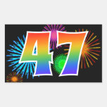 [ Thumbnail: Fun Fireworks + Rainbow Pattern "47" Event Number Sticker ]