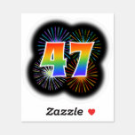 [ Thumbnail: Fun Fireworks + Rainbow Pattern "47" Event # Sticker ]