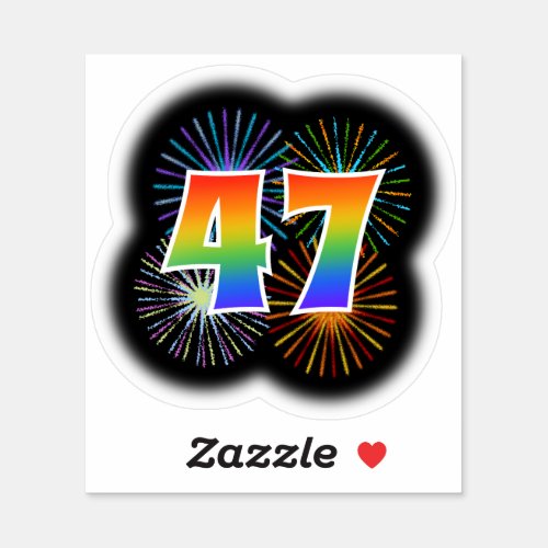 Fun Fireworks  Rainbow Pattern 47 Event  Sticker